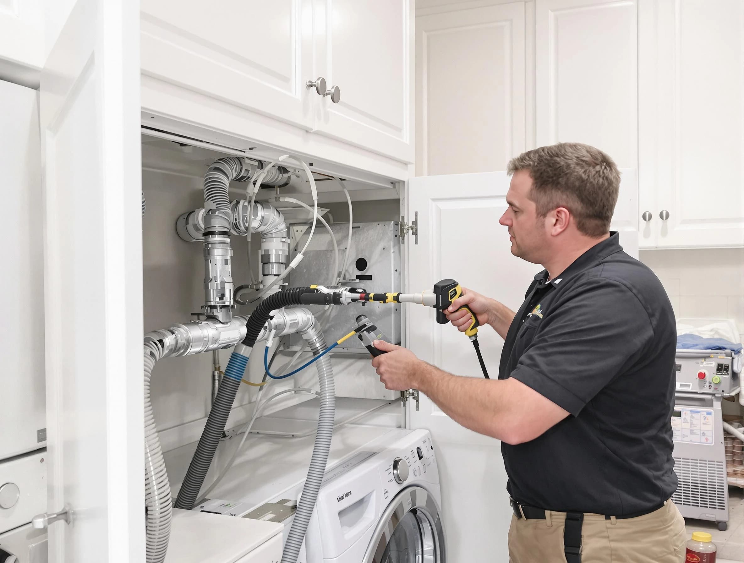 Plain City Dryer Vent Cleaning professional removing severe blockage from a clogged dryer vent in Plain City