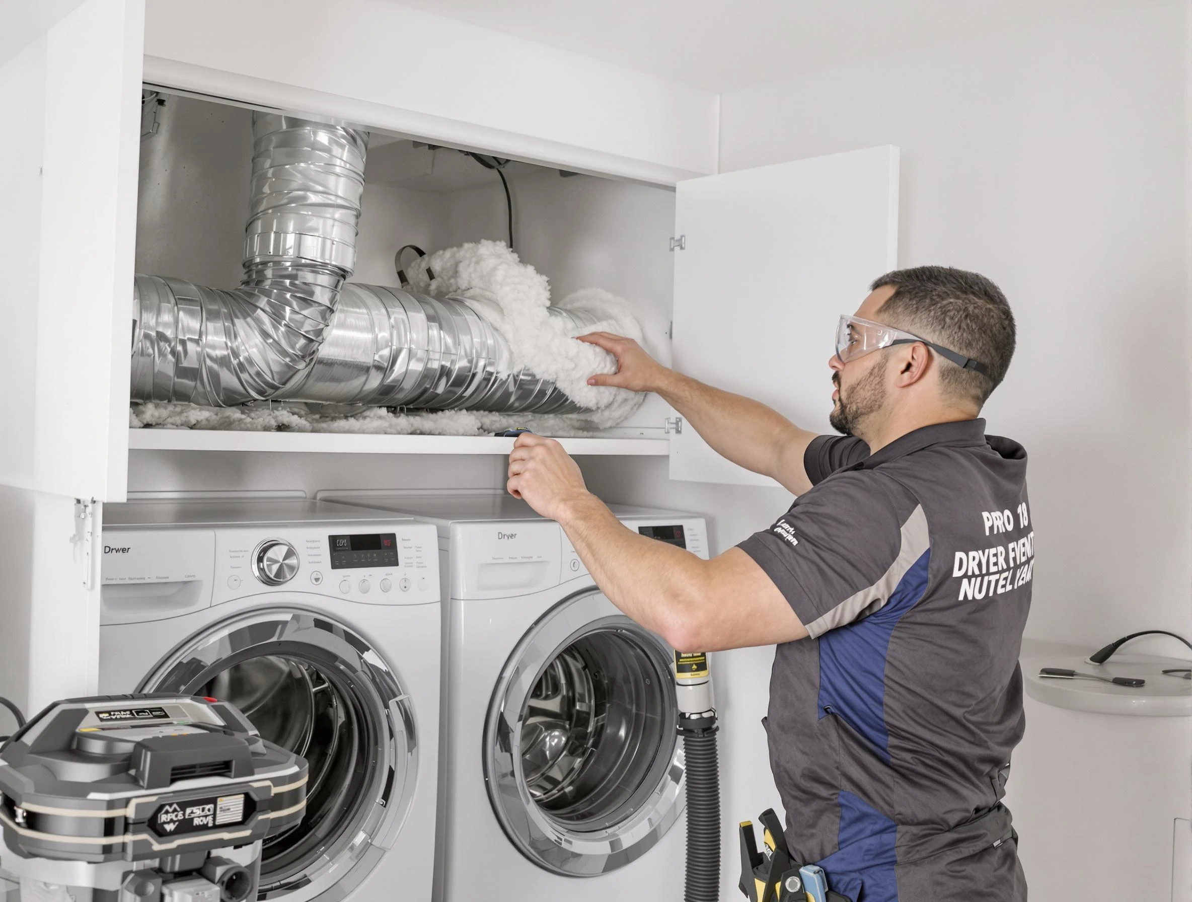 Plain City Dryer Vent Cleaning certified technician performing specialized gas dryer vent cleaning in Plain City