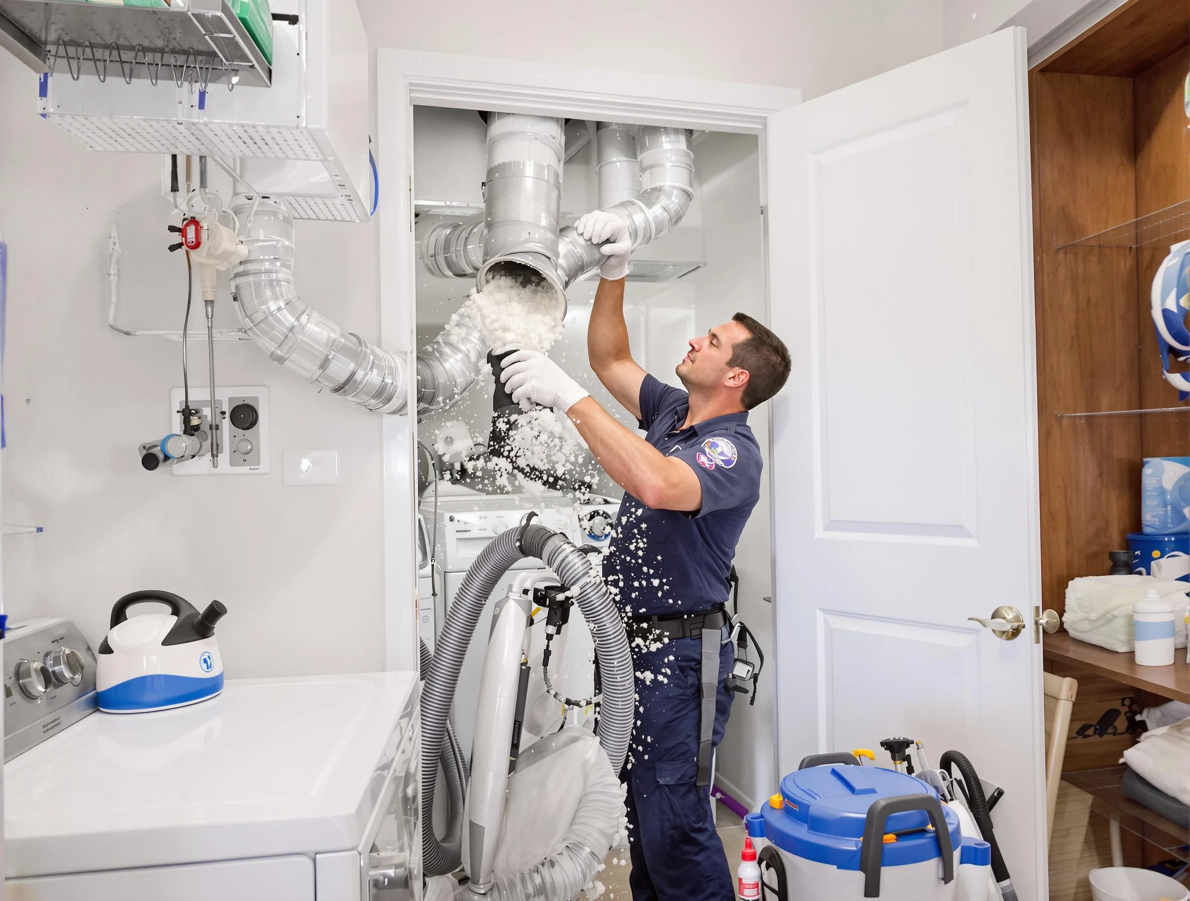Plain City Dryer Vent Cleaning technician delivering thorough residential dryer vent cleaning service in Plain City
